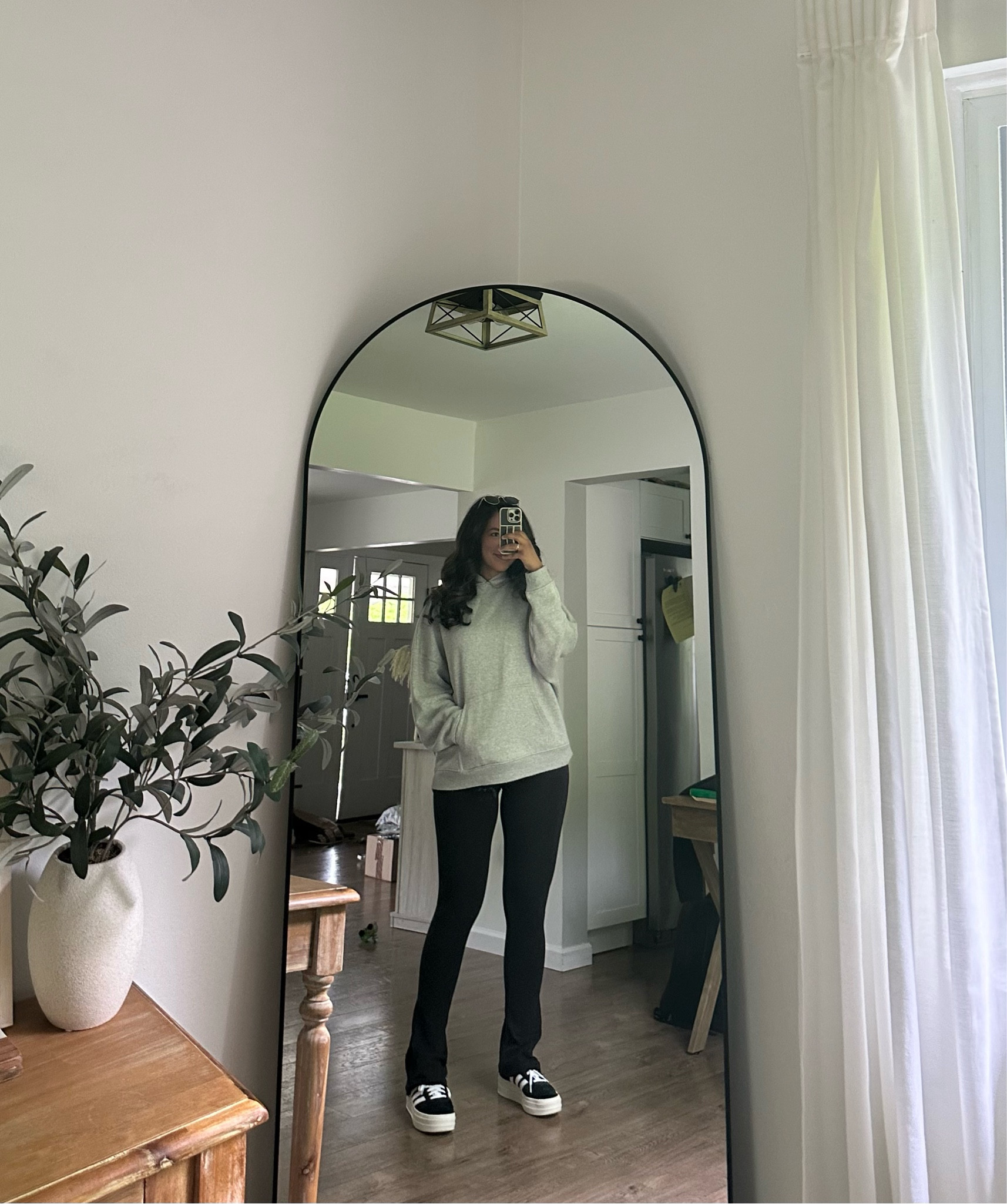 Outfit of the day lululemon mini flares size 6! Nuuds sweatshirt size XL so cozy! Adidas gazelle 