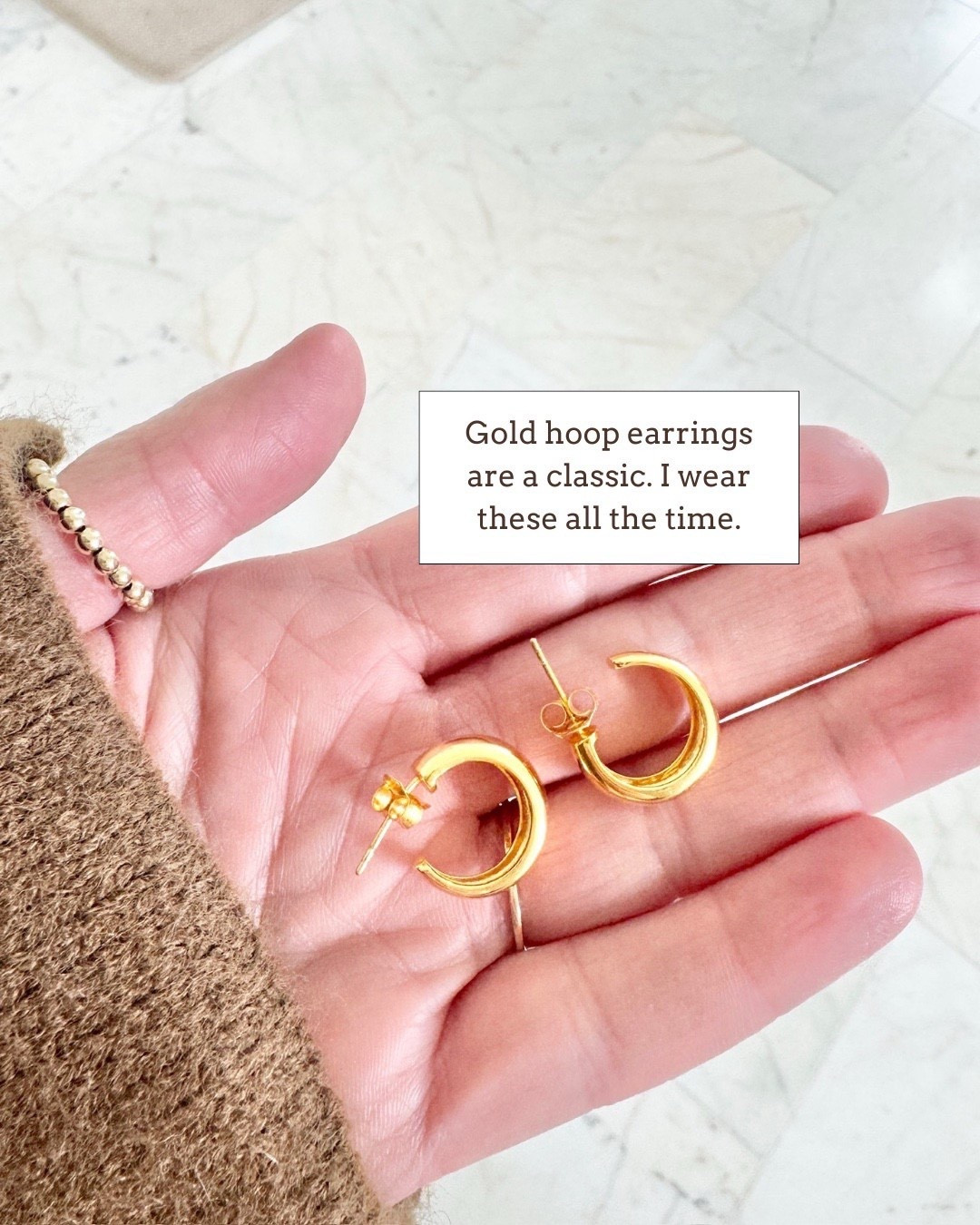 I love these classic gold hoop earrings. The perfect pair for a work outfit. These are my go to hoops.  🙌🏻🙌🏻￼

#LTKdayinmylife #LTKmorningroutine #LTKWorkwear