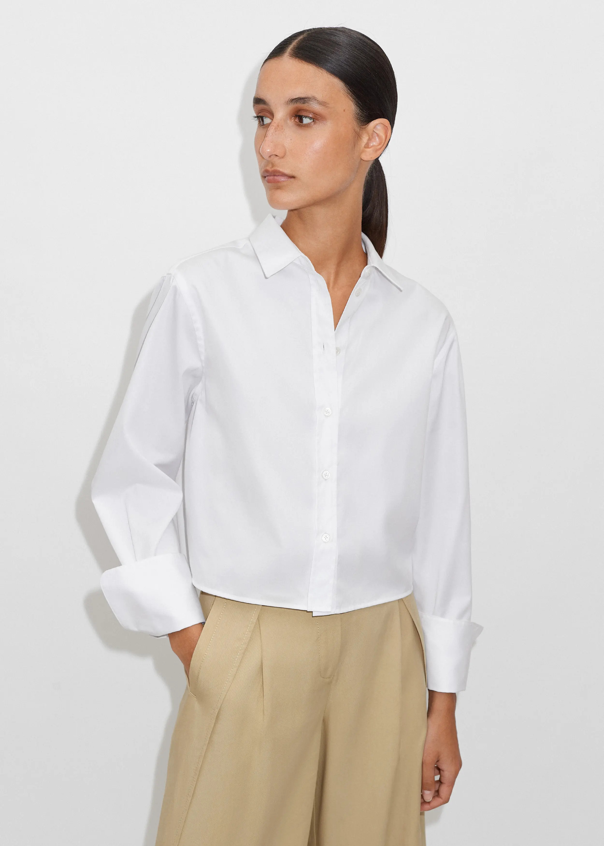 Crease Less Cotton Cropped Shirt | ME+EM US