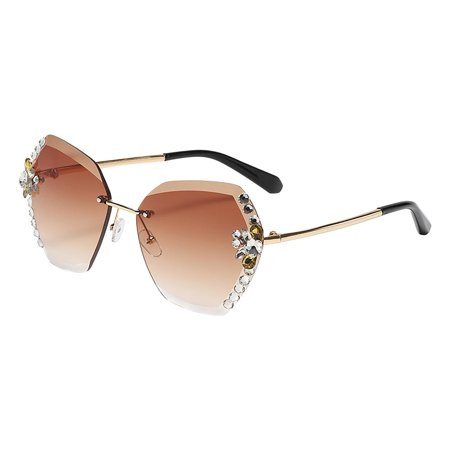 Womens Plus Size Casual Wear Peach Heart Diamond Sunglasses Female Cute Cat Eye Heart Shaped Sunglas | Walmart (US)