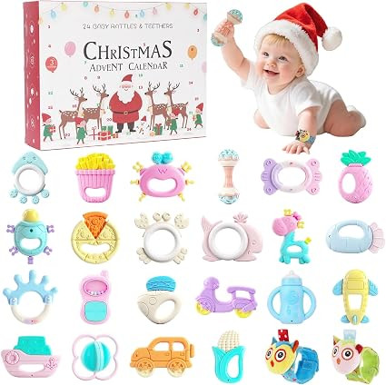 Christmas Advent Calendar 2025 Kids 24-Piece Baby Rattles & Teething Toys, 24 Days Christmas Coun... | Amazon (US)