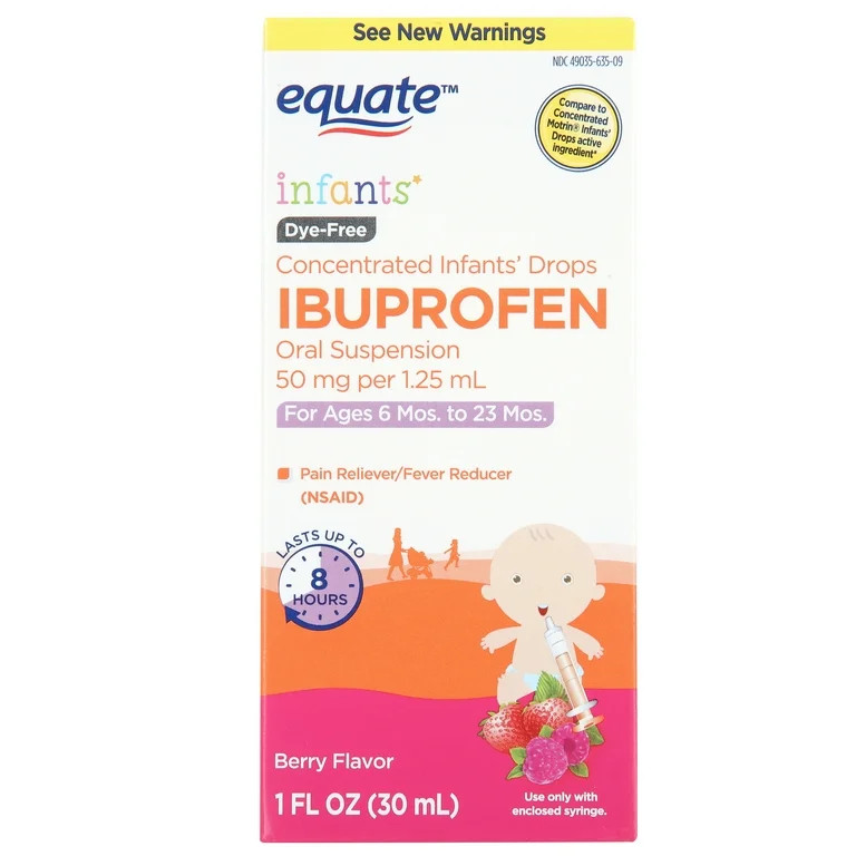 Equate Infants' Dye-Free Ibuprofen Oral Suspension Concentrated Drops, 50 mg, Berry Flavor, Ages ... | Walmart (US)