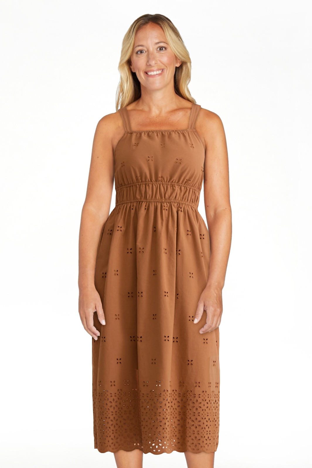 Time and Tru Women's Midi Eyelet Dress, Sizes XS-XXXL - Walmart.com | Walmart (US)