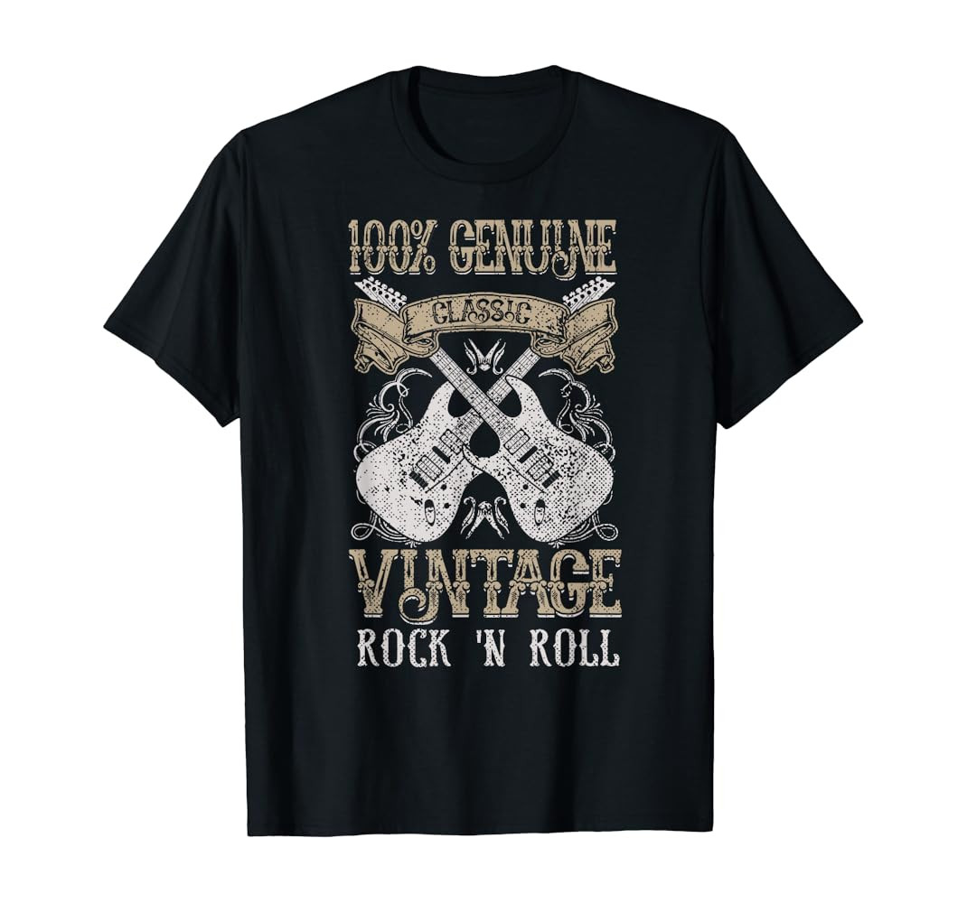 Classic Vintage Rock 'n Roll Music Guitars Gift T-Shirt | Amazon (US)