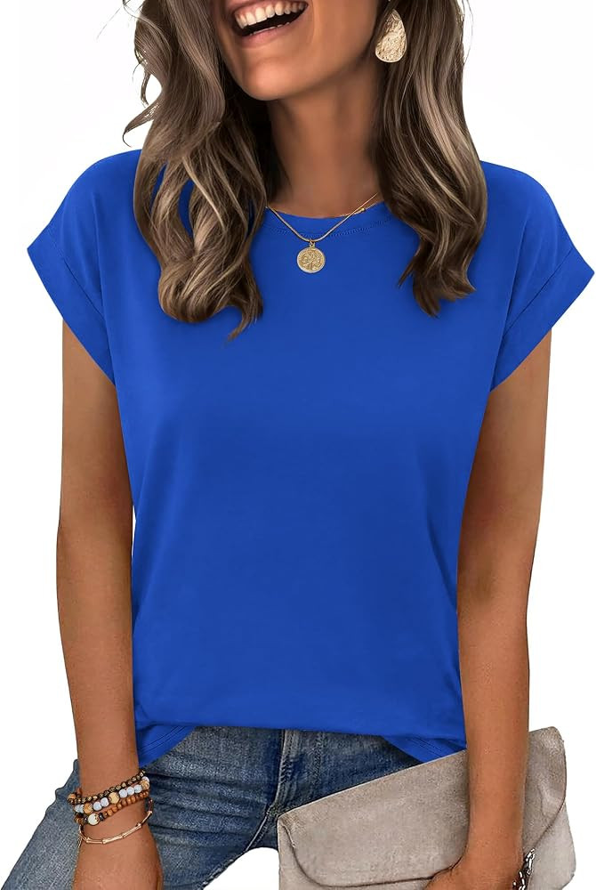 Zeagoo Womens Tops Summer Casual Cap Sleeve Tshirts Shirts Business Dressy Spring Fashion Outfits... | Amazon (US)