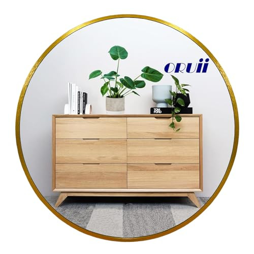 Oruii Gold Circle Mirror, 20 inch Gold Round Mirror, Gold Circular Wall Mirror Metal Frame, Gold Bathroom Mirror, Gold Round Wall Mirrors for Living Room, Bedroom, Bathroom, Hallway, Rustic, Vanity. | Amazon (US)