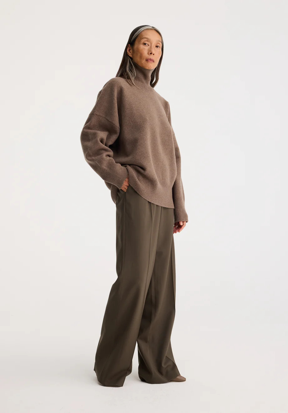 classic turtleneck jumper | taupe melange | Rohe