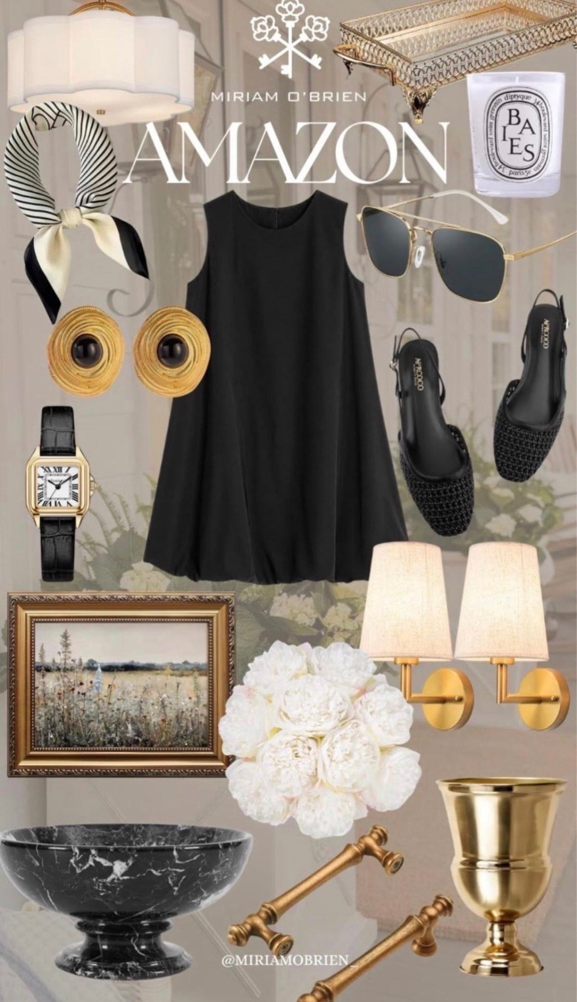 Classic black + gold is one combination that will never disappoint. 🖤✨ From a simple black dress and woven flats to gold jewelry, elegant lighting, art, and beautiful home accents—these pieces bring instant sophistication.
Perfect for anyone who loves classic home décor, timeless fashion, quiet luxury, black and gold décor, and elegant style.
Shop all the finds here on LTK!
Follow @miriamobrien on Instagram & TikTok for more fashion, home & Amazon finds. 🤍
#BlackAndGold #QuietLuxury #ClassicStyle #HomeDecor #LTKFinds

#LTKootd #LTKOver40 #LTKHome
