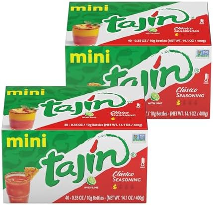 Tajín Clásico Chile Lime Seasoning Mini Display 0.35 oz, 40 Mini Bottles (Pack of 2) | Amazon (US)