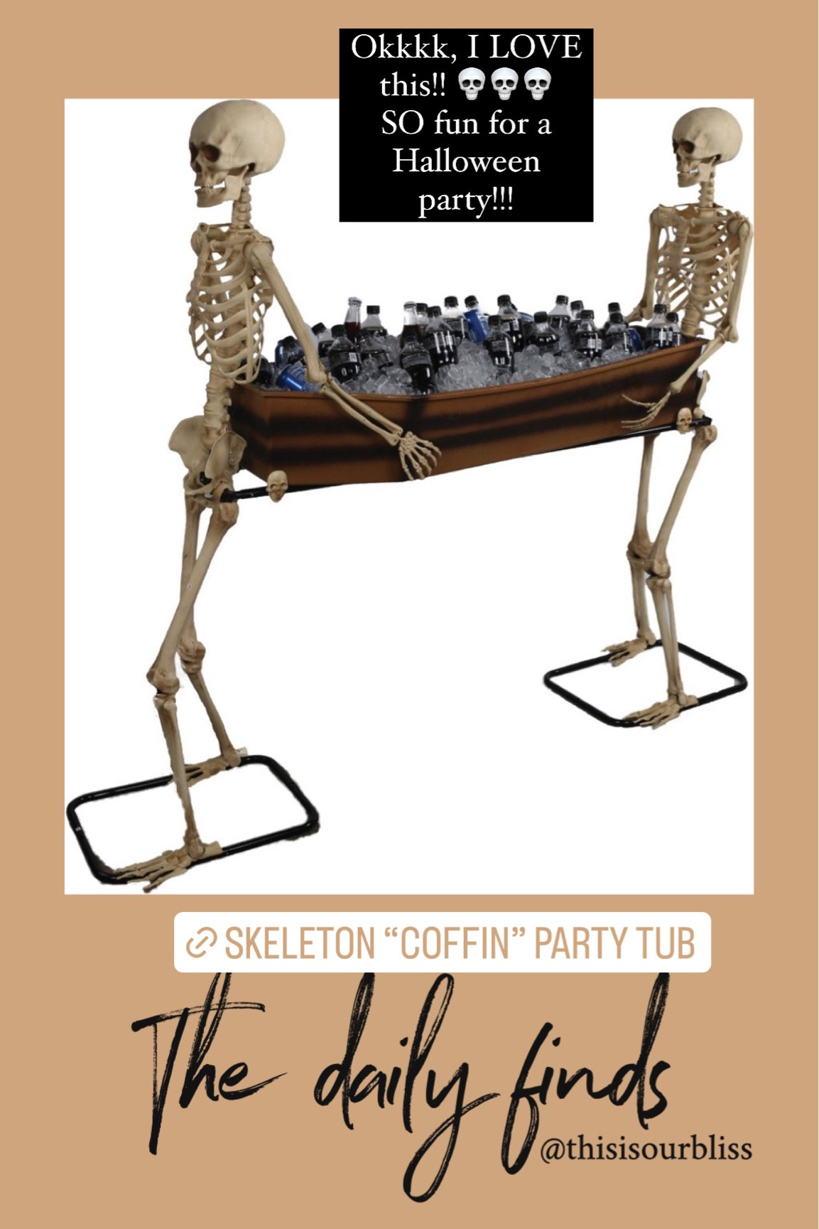 Skeleton beverage tub! So cool for a Halloween party! Obsessed with how fun this would be!! 💀💀💀 // Halloween party decor, Halloween entertaining, skeleton decor, decorating for Halloween, Walmart finds  

#LTKHalloween #LTKfamily #LTKSeasonal