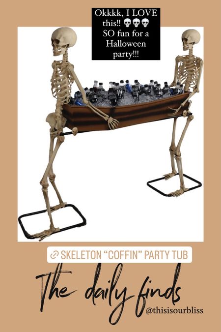 Skeleton beverage tub! So cool for a Halloween party! Obsessed with how fun this would be!! 💀💀💀 // Halloween party decor, Halloween entertaining, skeleton decor, decorating for Halloween, Walmart finds  

#LTKHalloween #LTKfamily #LTKSeasonal