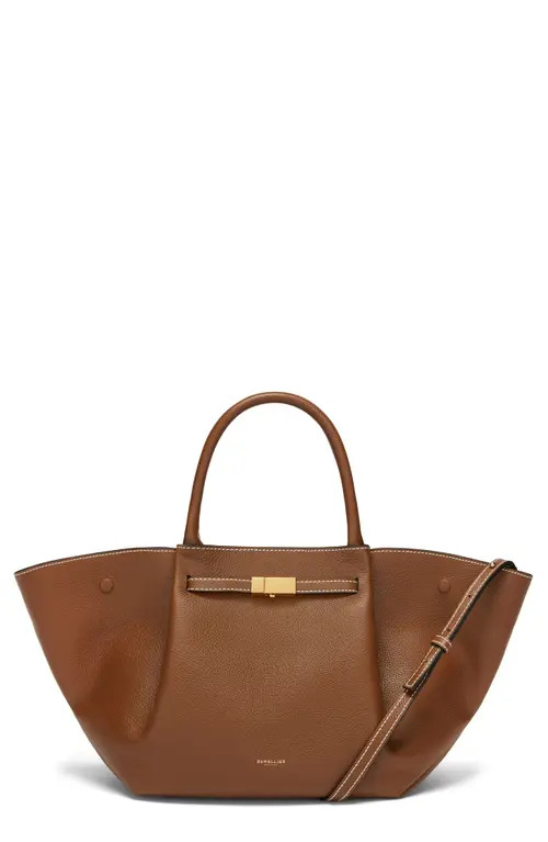 DeMellier New York Leather East/West Midi Tote in Tan W/Ecru Stitching at Nordstrom | Nordstrom