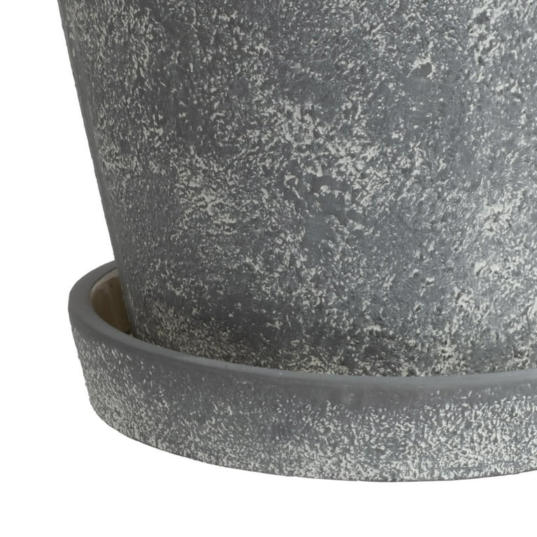 My Texas House Gray 8 inch Wave Planter Ceramic Pot for Indoor and Outdoor Use | Walmart (US)