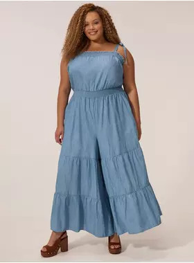 Festi Tie Shoulder Chambray Jumpsuit | Torrid (US & Canada)