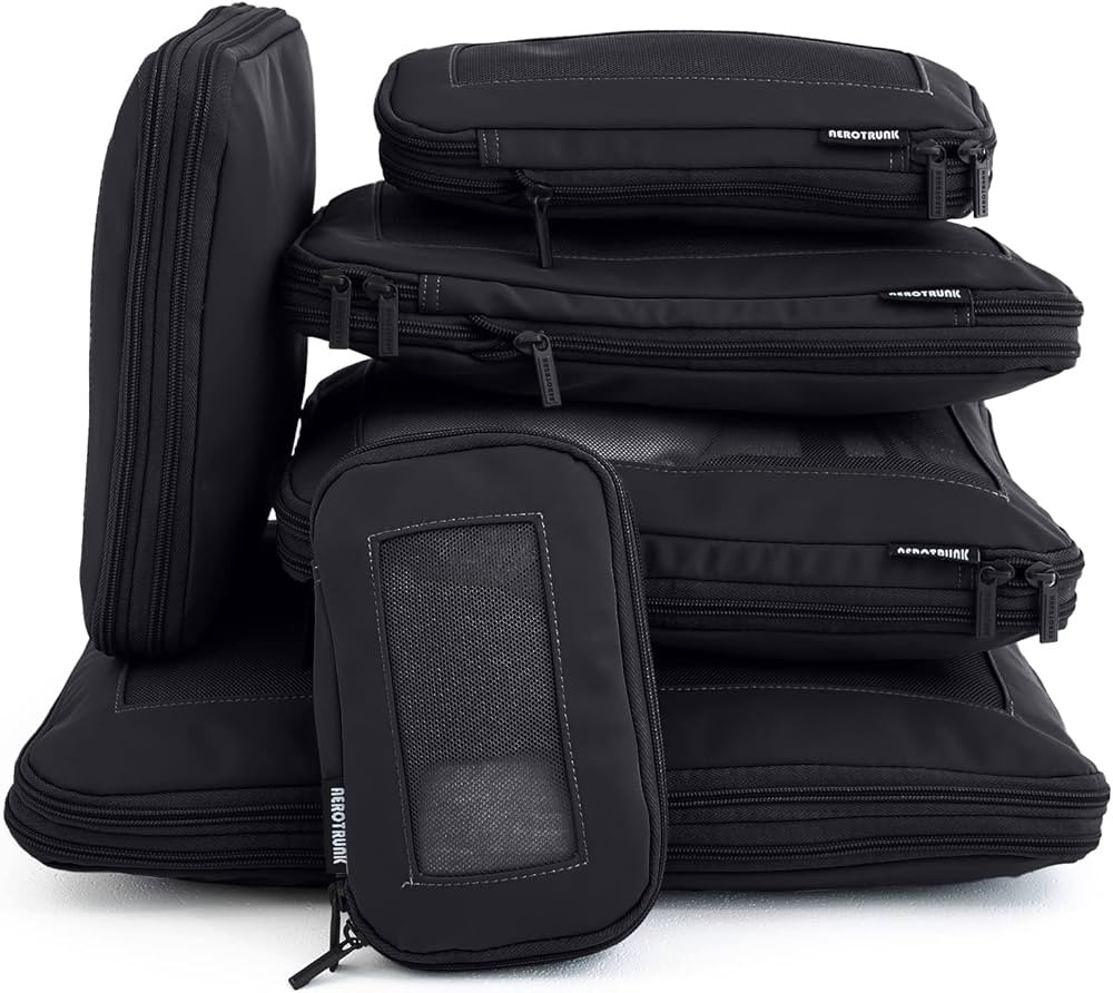 Compression Packing Cubes for Suitcases - Double Zipper Compression Luggage Organizers - Washable... | Amazon (US)