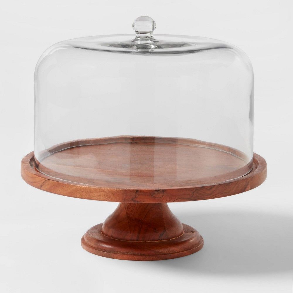 Round Glass & Wood Dessert Stand - Threshold | Target
