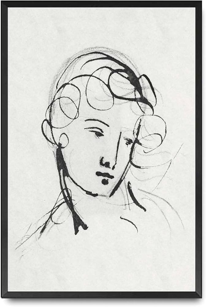 YX Tide Canvas Art Poster Woman Portrait Line Art Print Sketch Figure Art Vintage Pencil Drawing ... | Amazon (US)