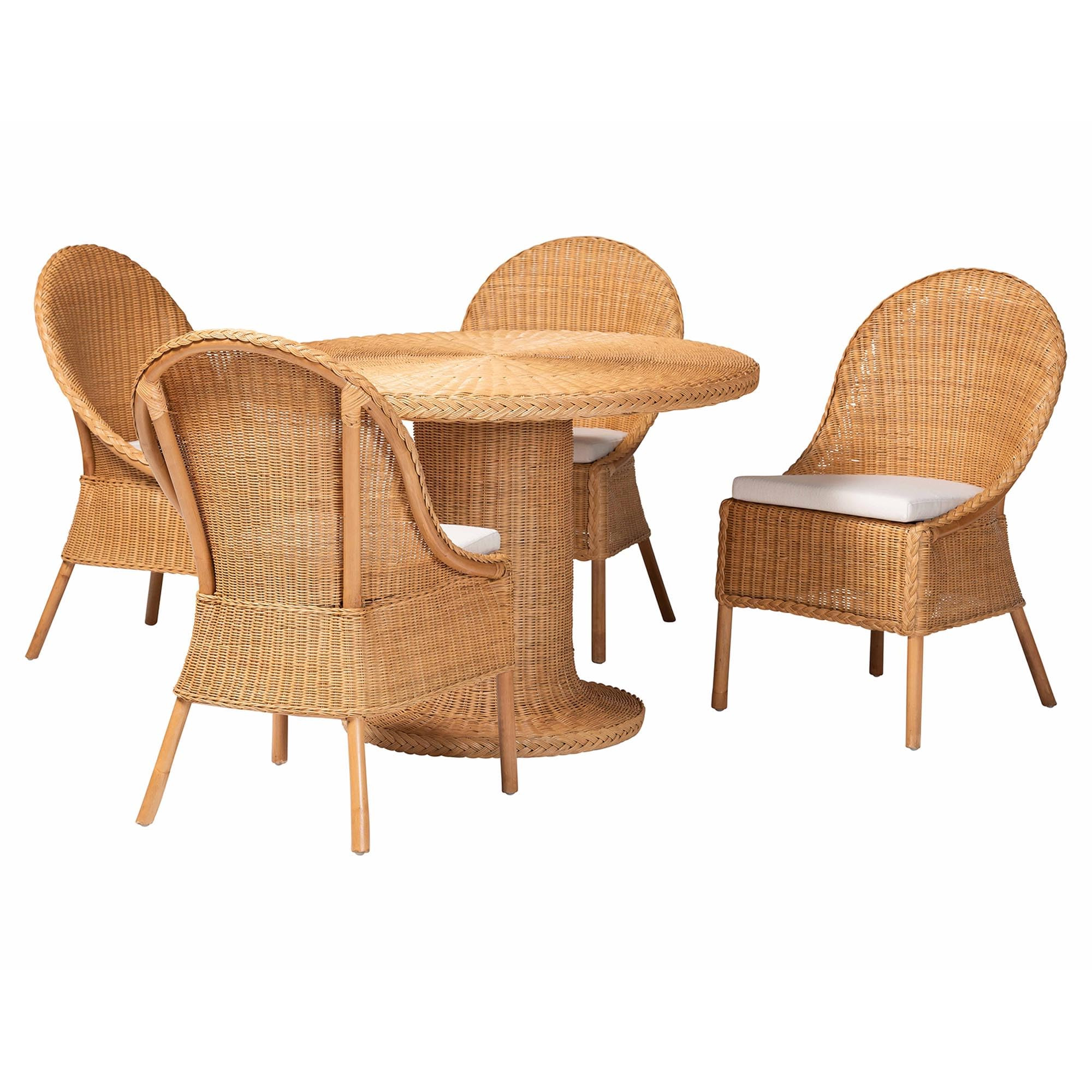 Bali & pari Willy 5-Piece Rattan Dining Set - Round Wicker Table with Pedestal Base and 4 Side Ch... | Amazon (US)