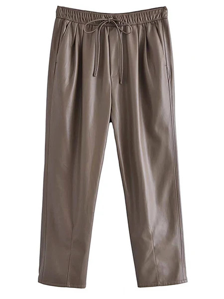 'Julia' Drawstring Faux Leather Pants (2 Colors) | Goodnight Macaroon