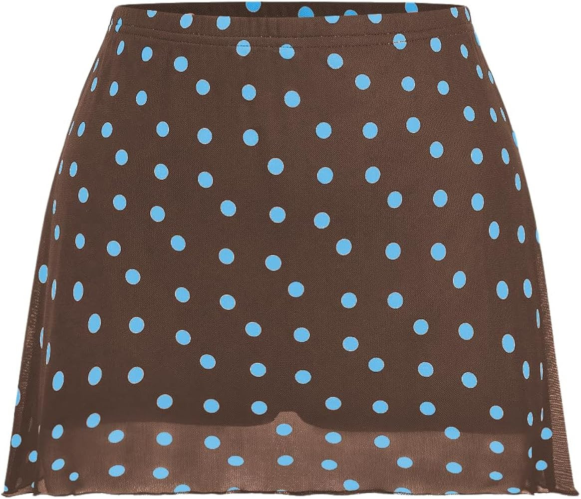 Verdusa Women's Polka Dots Micro Skirt Y2K Vintage Mesh Going Out Outifits | Amazon (US)
