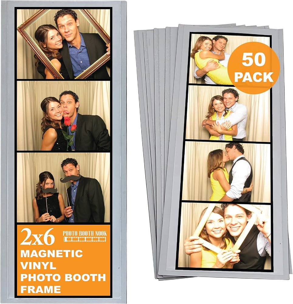 Photo Booth Nook | 2x6 Flexible Magnetic Photo Booth Picture Frames (50 Count) | Crystal Clear Di... | Amazon (US)