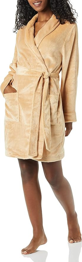 Amazon Essentials Women's Mid-Length Plush Bath Robe, Loungewear (Available in Plus Size) | Amazon (US)