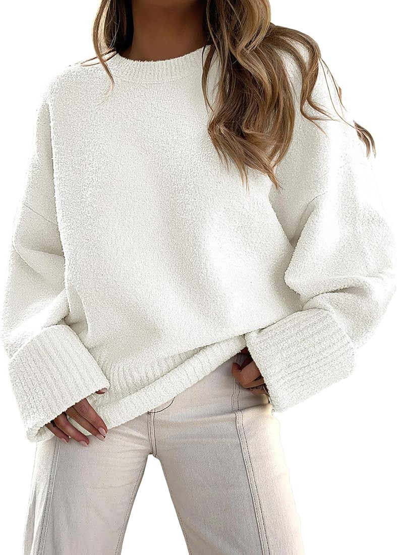 LOGENE Women's Oversized Soft Crewneck Sweaters Fuzzy Warm Knit Pullover Tops 2023 Fashion Clothe... | Amazon (US)