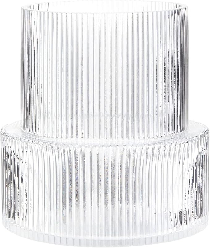 Ribbed Glass Vase, Flower Vase, Fluted Clear Vases for Flowers, Modern Vases for Living Room, Din... | Amazon (US)