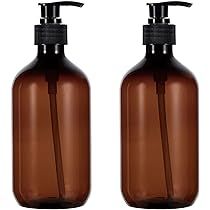 sdoot Shampoo Bottles with Pump, 17oz Refillable Amber Plastic Pump Dispenser Bottle for Soap Shampo | Amazon (US)