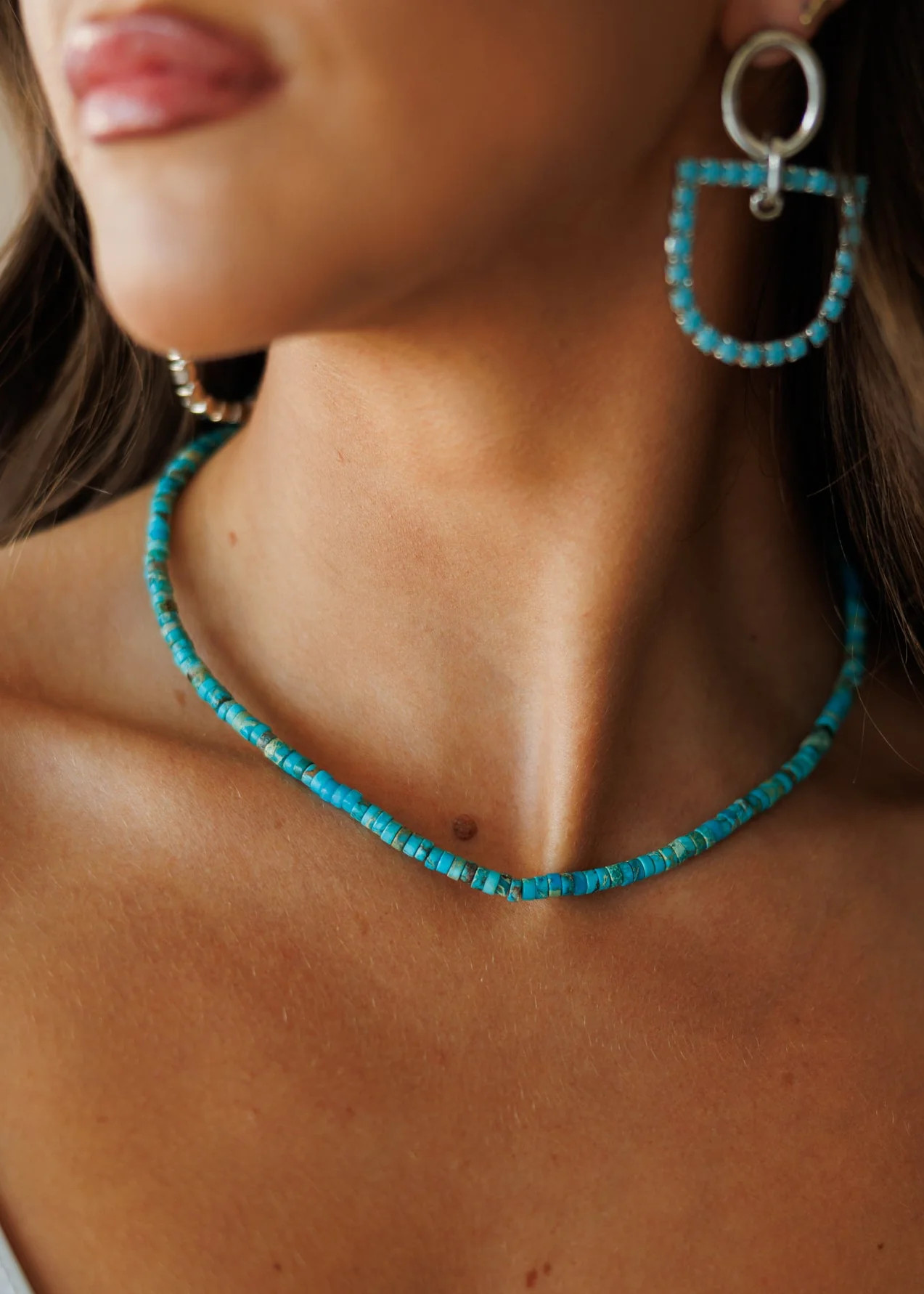 Turquoise Beaded Necklace | Glitzy Bella