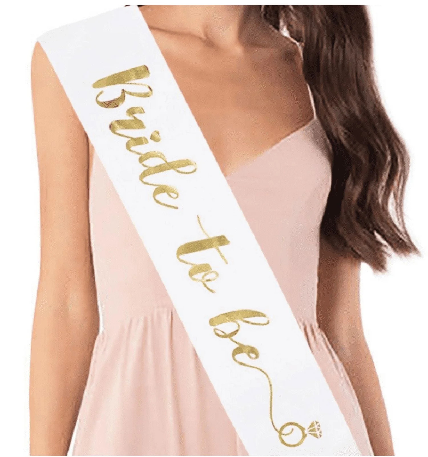 Bride to Be Sash Bridal Party Favor Bachelorette Party Sash Bride Ribbon - White with Gold Print | Walmart (US)