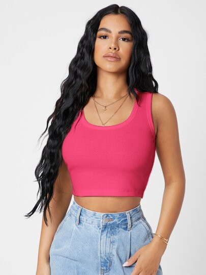 SHEIN Rib-knit Crop Tank Top | SHEIN