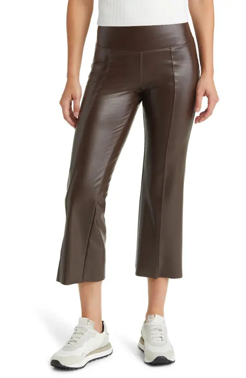 Hue Crop Faux Leather Leggings in Chocolate Brown at Nordstrom, Size Small | Nordstrom