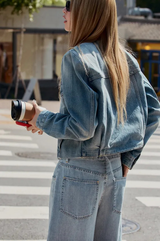 TRF DENIM JACKET WITH SHOULDER PADS | Zara US