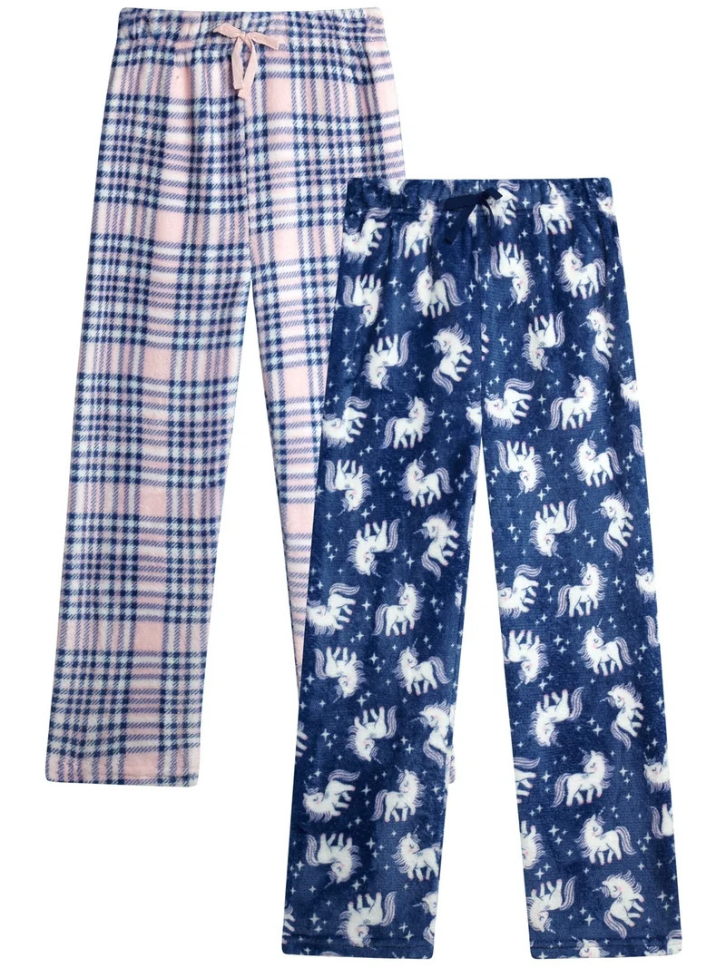 dELiA*s Girls Pajama Pants Cute Pattern Fleece Plaid Girls Pajamas Sleepwear 2 Pack | Walmart (US)