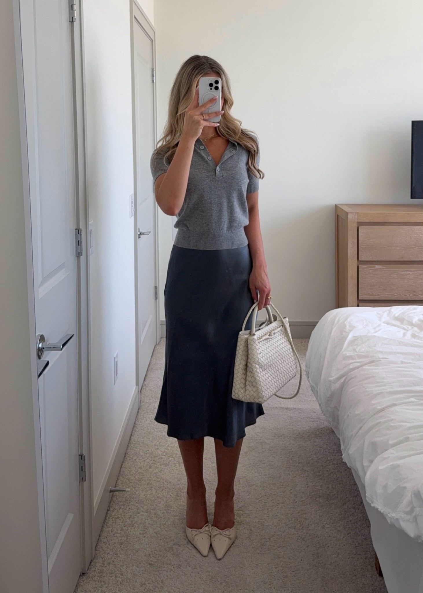 office outfit inspo styling a grey silk midi skirt 💻

#LTKootd #LTKWorkwear