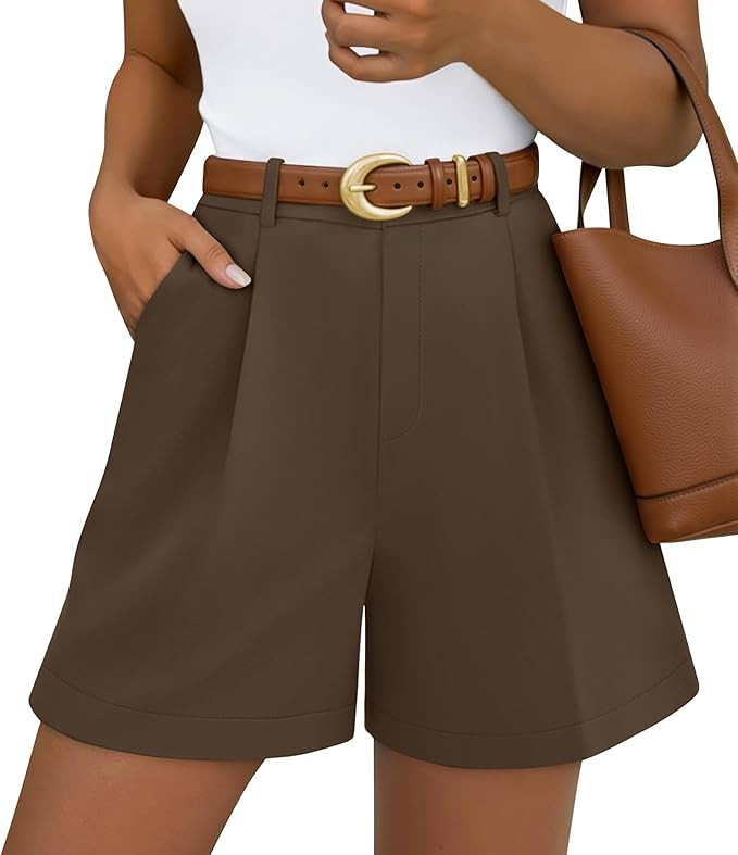 ZESICA Shorts for Women Dressy 2026 Summer Pleated Wide Leg Elastic High Waisted Business Casual ... | Amazon (US)