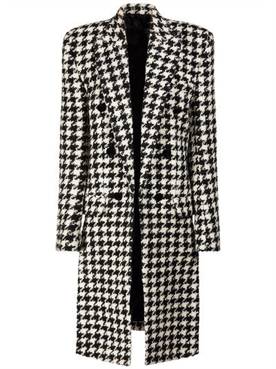 Balmain - Wool blend houndstooth coat - Black/White | Luisaviaroma | Luisaviaroma