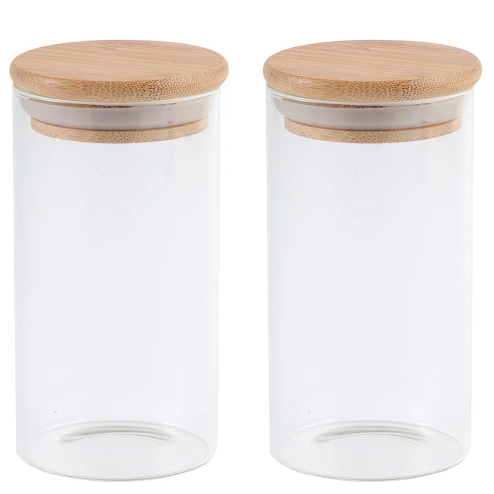 HOMEMAXS 2pcs Glass Storage Jars Kitchen Sealed Containers with Bamboo Lid (350ML) - Walmart.com | Walmart (US)