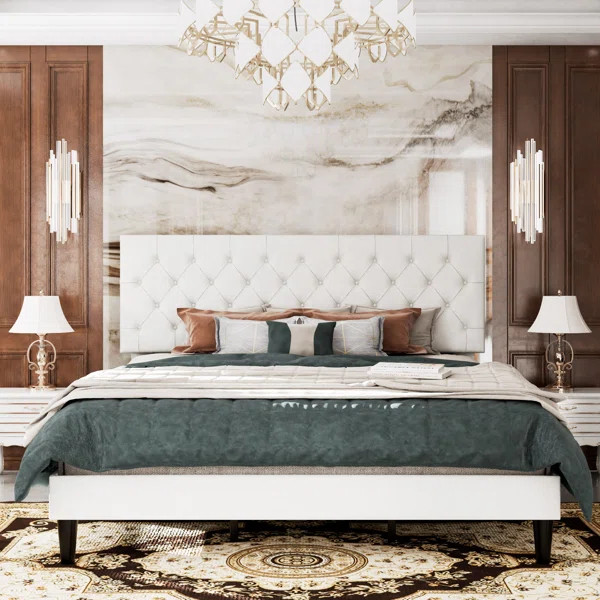 Low Profile Linen or Faux Leather Upholstered Bed | Wayfair North America