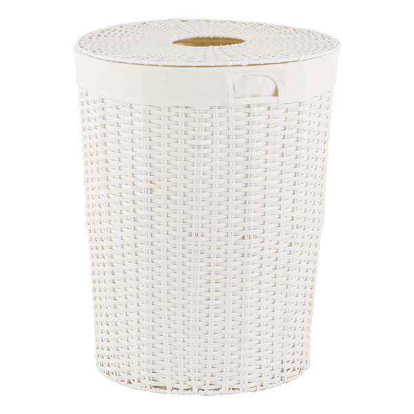 Montauk Round Hamper White | The Container Store