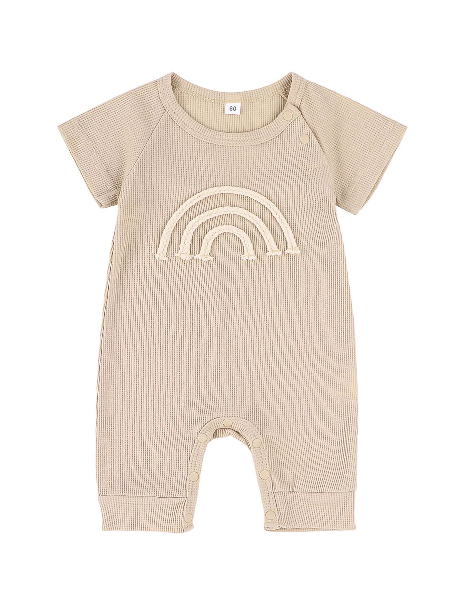 Jxzom Summer Newborn Infant Baby Boys Girls Jumpsuits Rainbow Embroidery Short Sleeve Rompers Cas... | Walmart (US)