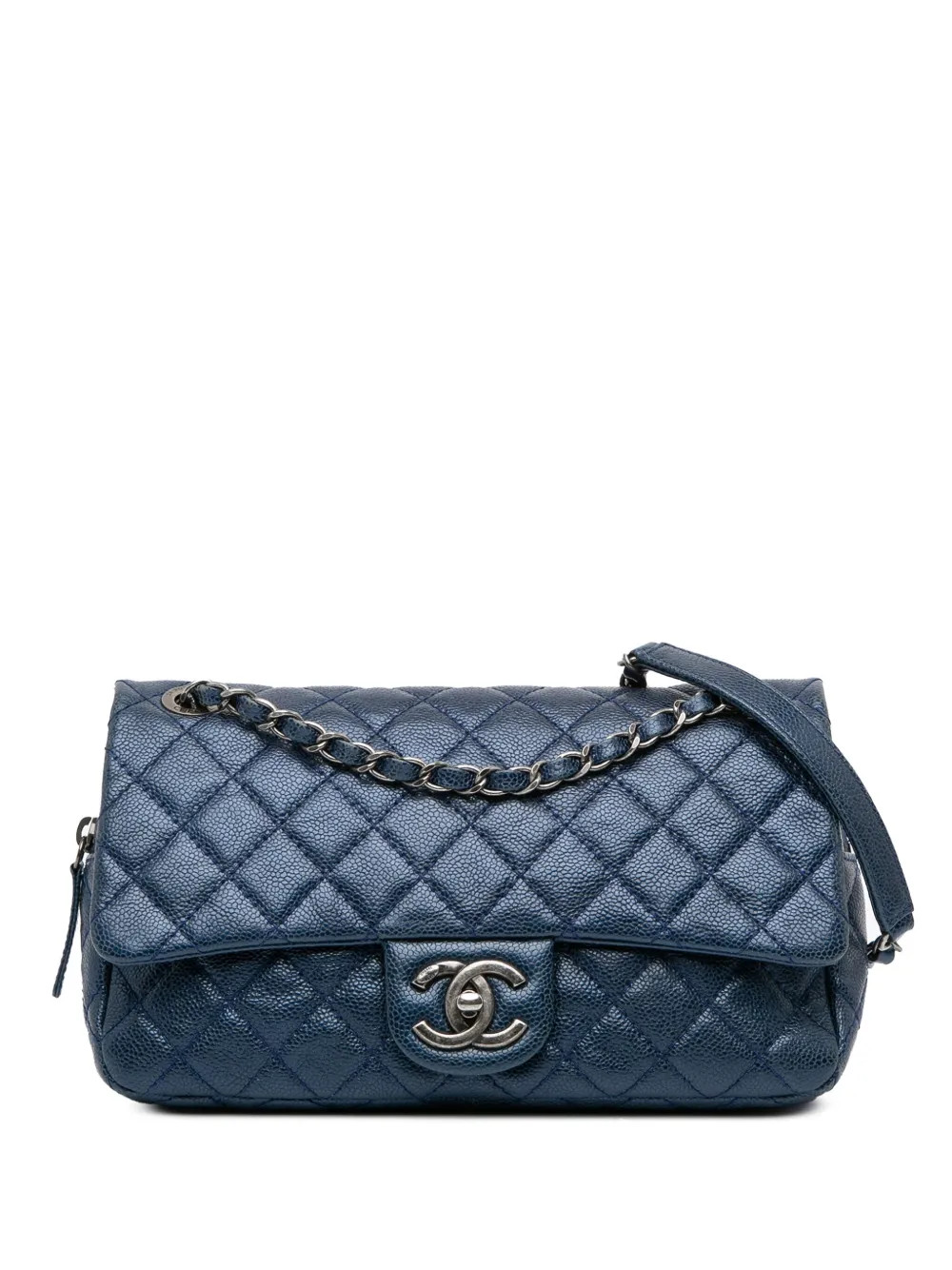CHANEL Pre-Owned 2013-2014 Medium Quilted Iridescent Caviar Easy Flap Shoulder Bag | Blue | FARFE... | Farfetch Global