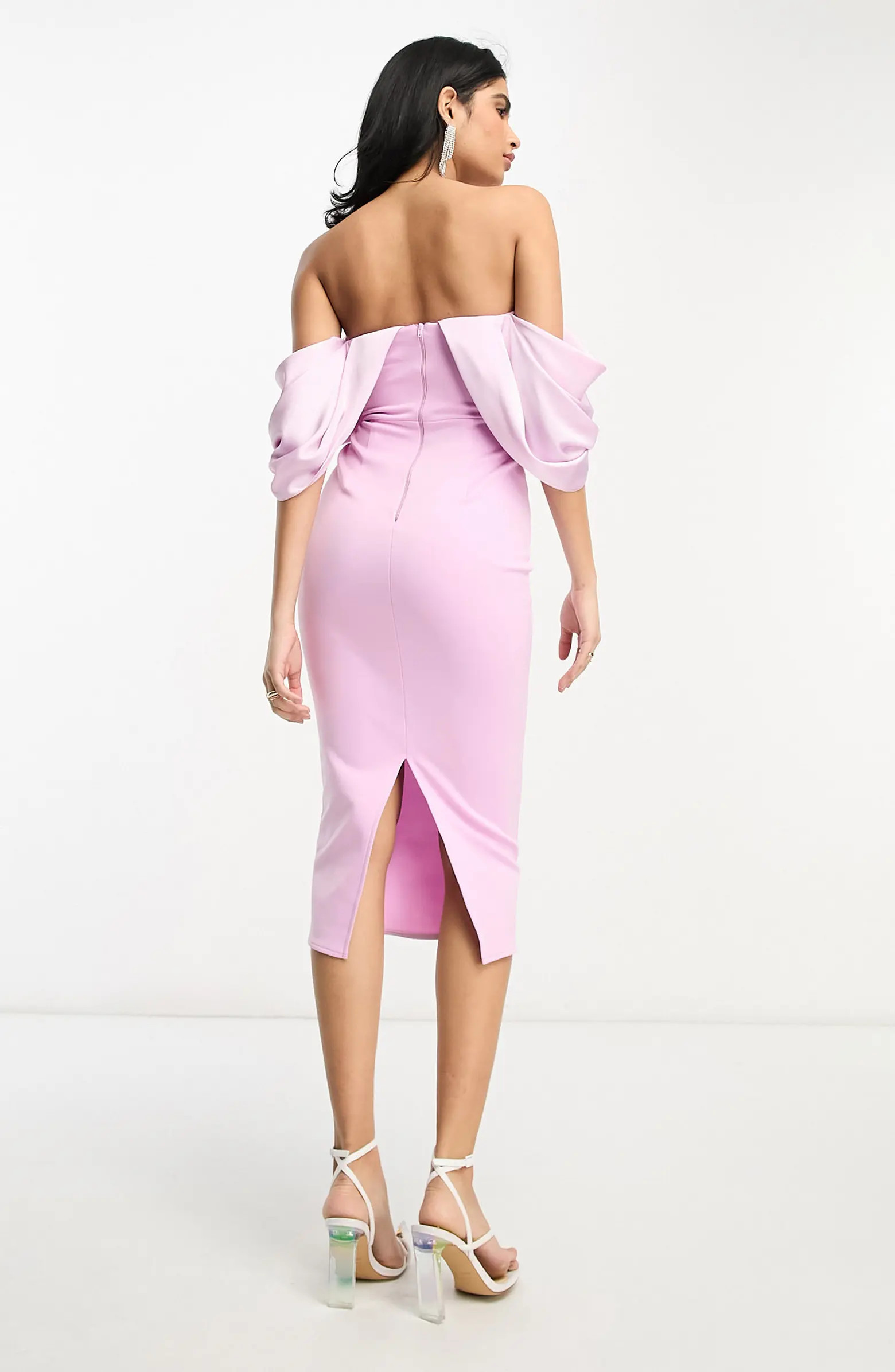 Plunge Off the Shoulder Neck Midi Sheath Dress | Nordstrom