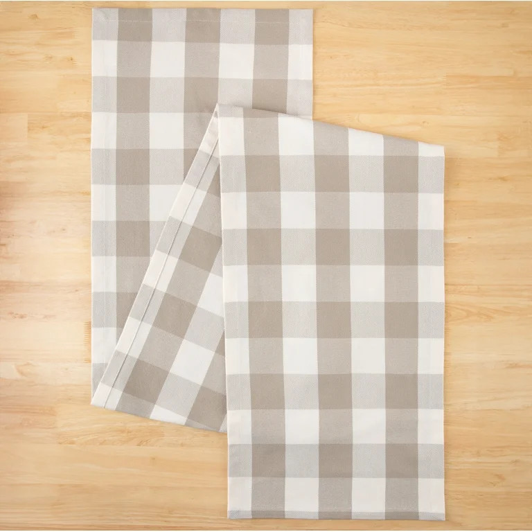 Mainstays Table Runner Beige Plaid, 14” x 72”, 100% Polyester | Walmart (US)