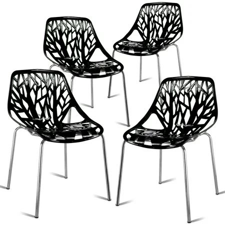 Costway Set of 4 Dining Chair Birch Sapling Accent Armless Side Chairs Stackable - Walmart.com | Walmart (US)