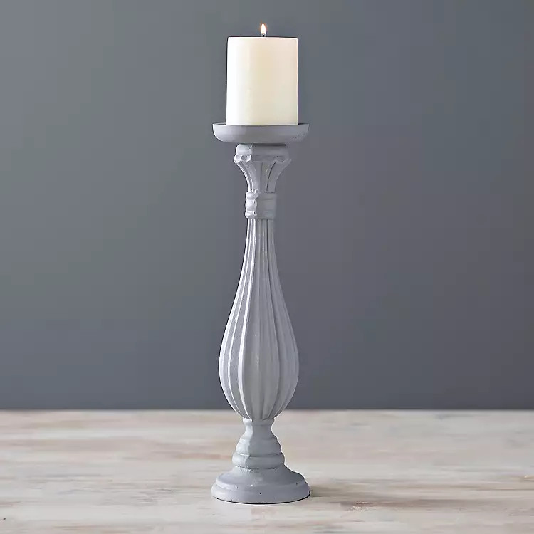 Gray Matte Pillar Candle Holder, 16 in. | Kirkland's Home