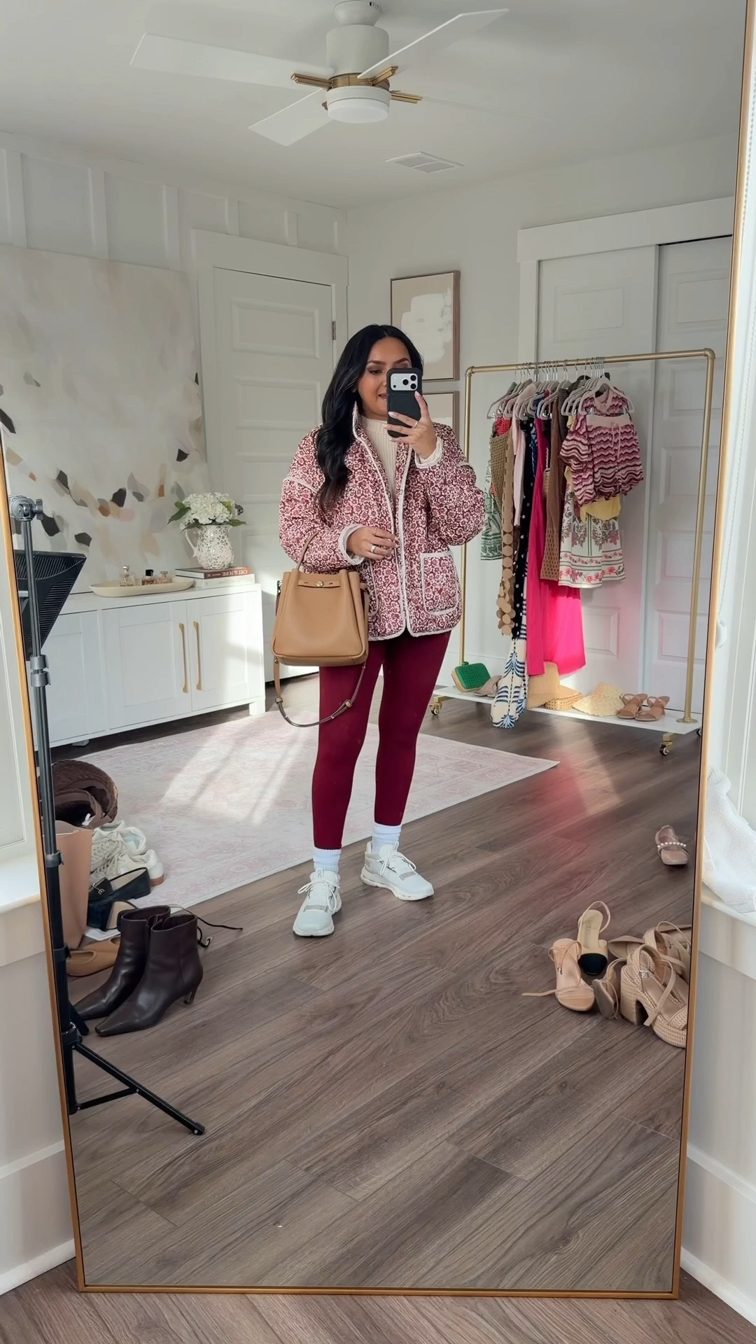 Jacket size xs TTS 
White tee size xs petite TTS 
sweater size xs TTS 
Leggings size medium regular length - I like to size up a size so the waistband is comfortable 
Sneakers size 6.5 TTS 

#LTKootd #LTKPetite #LTKSaleAlert