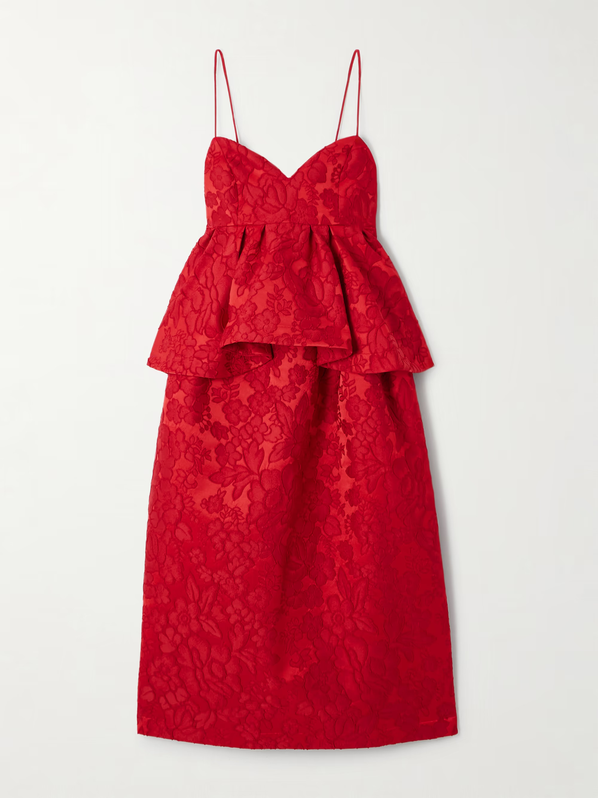 Satine floral-jacquard matelassé peplum midi dress | NET-A-PORTER (US)