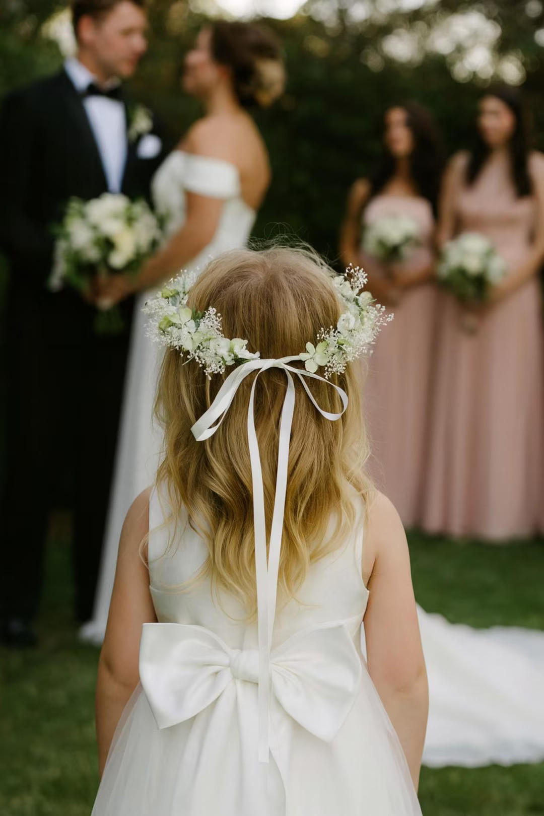 Hydrangea Flower Crown: Silk & Preserved Baby's Breath, Ivory Ribbon - Etsy | Etsy (US)